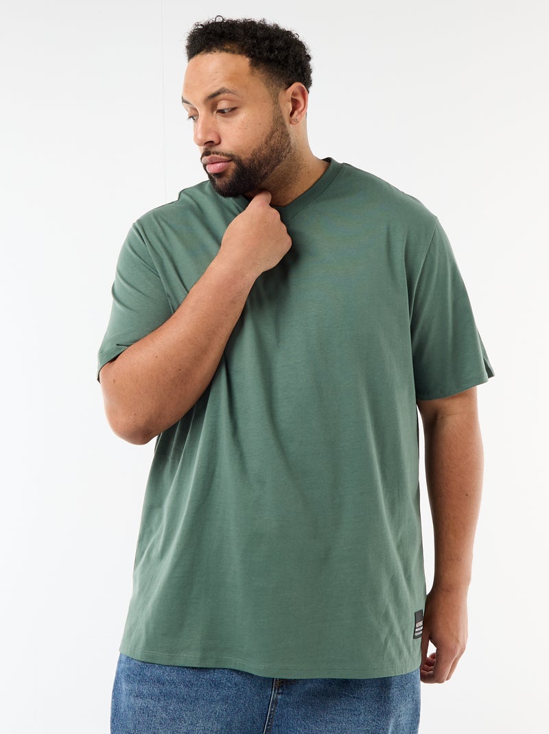 T-shirt em malha jersey de manga curta Verde - Kiabi