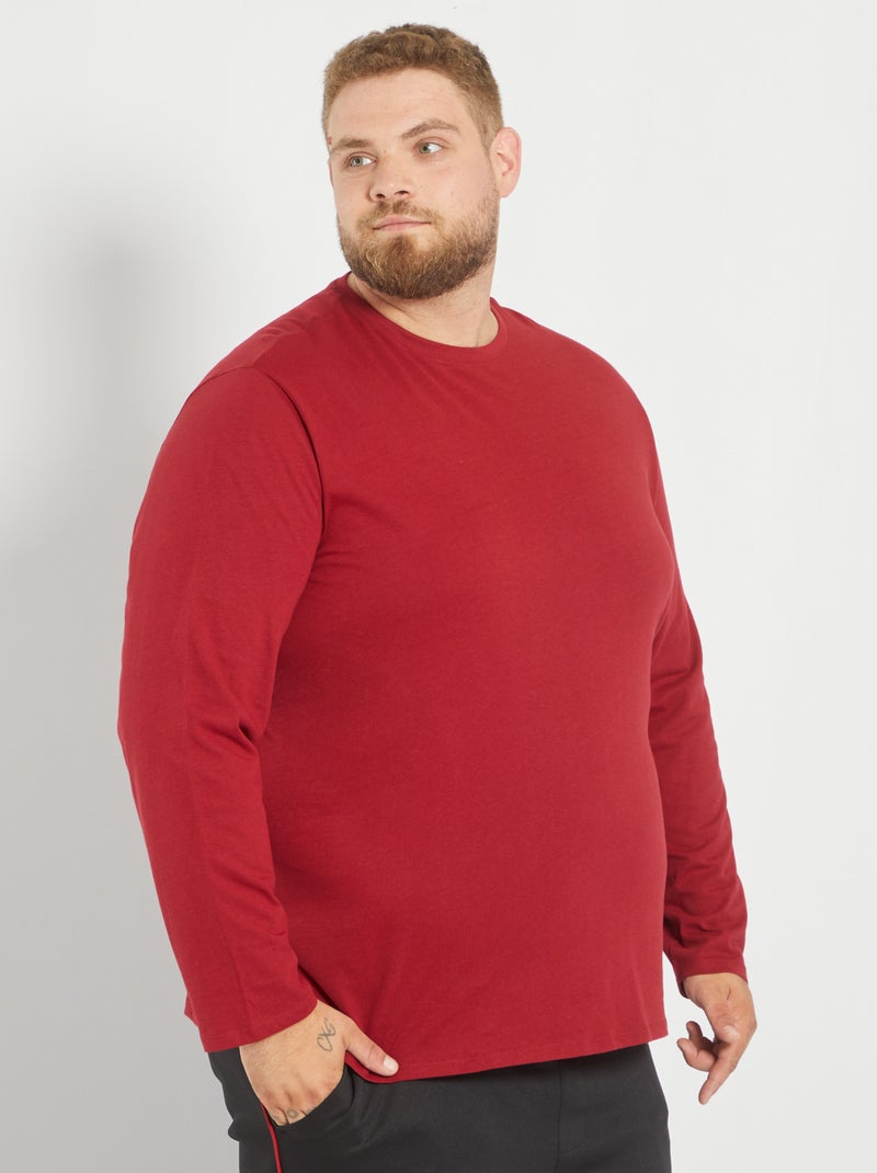 T-shirt em malha jersey de puro algodão Vermelho Vinho - Kiabi