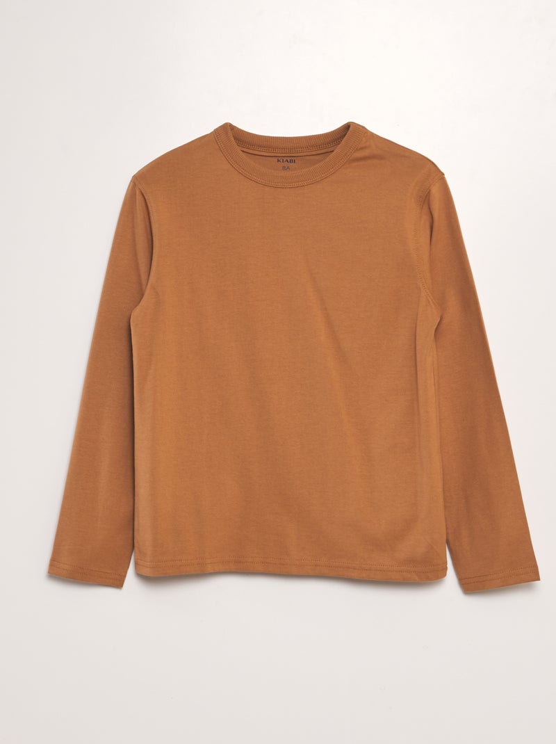 T-shirt em malha jersey grossa - Tough Cotton¿ CASTANHO - Kiabi