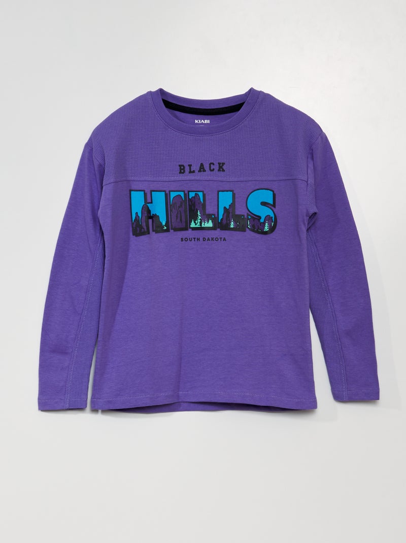 T-shirt em malha jersey + microfibra VIOLETA - Kiabi