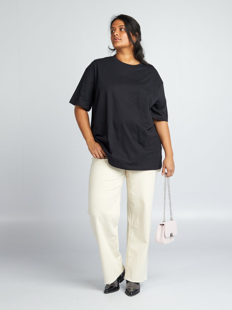 T-shirt em malha jersey Preto - Kiabi
