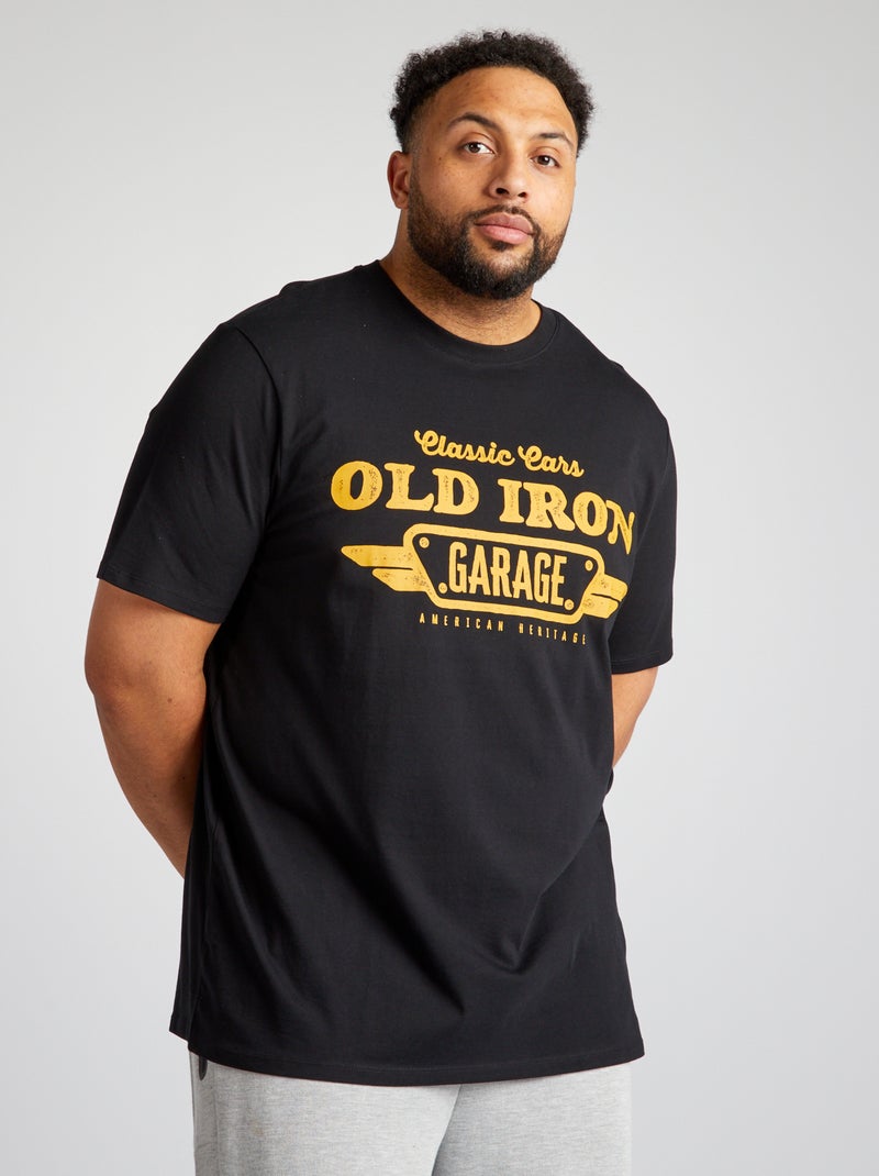 T-shirt em malha jersey PRETO - Kiabi