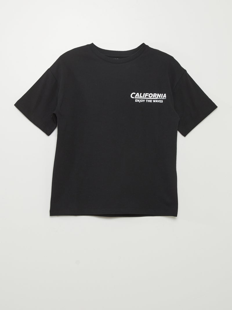 T-shirt em malha jersey PRETO - Kiabi