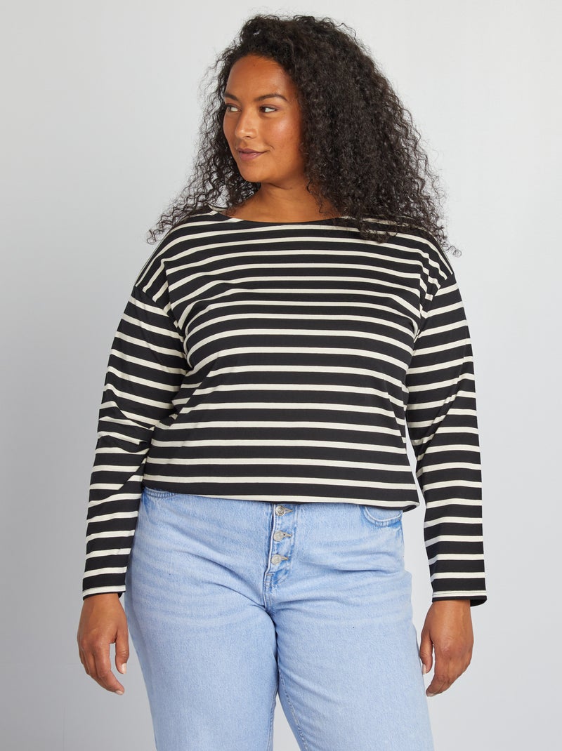 T-shirt em malha jersey PRETO - Kiabi