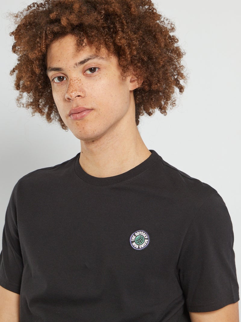 T-shirt em malha jersey PRETO - Kiabi
