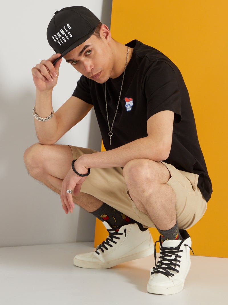 T-shirt em malha jersey PRETO - Kiabi