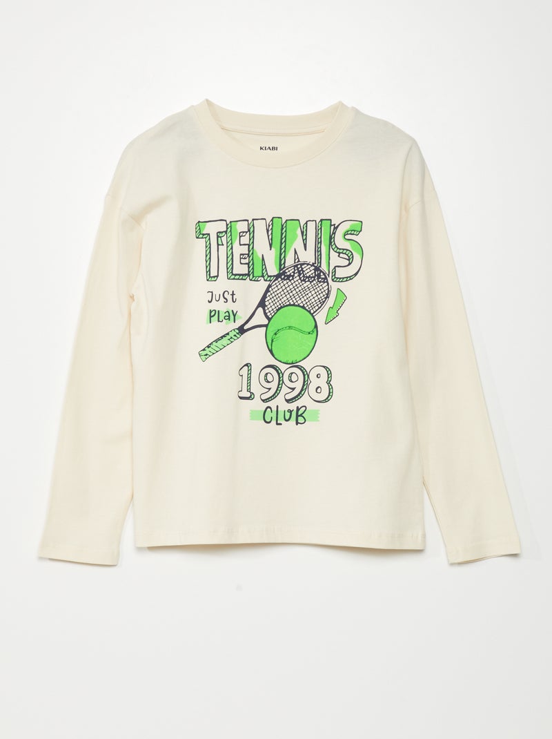 T-shirt em malha jersey 'Ténis' BEGE - Kiabi