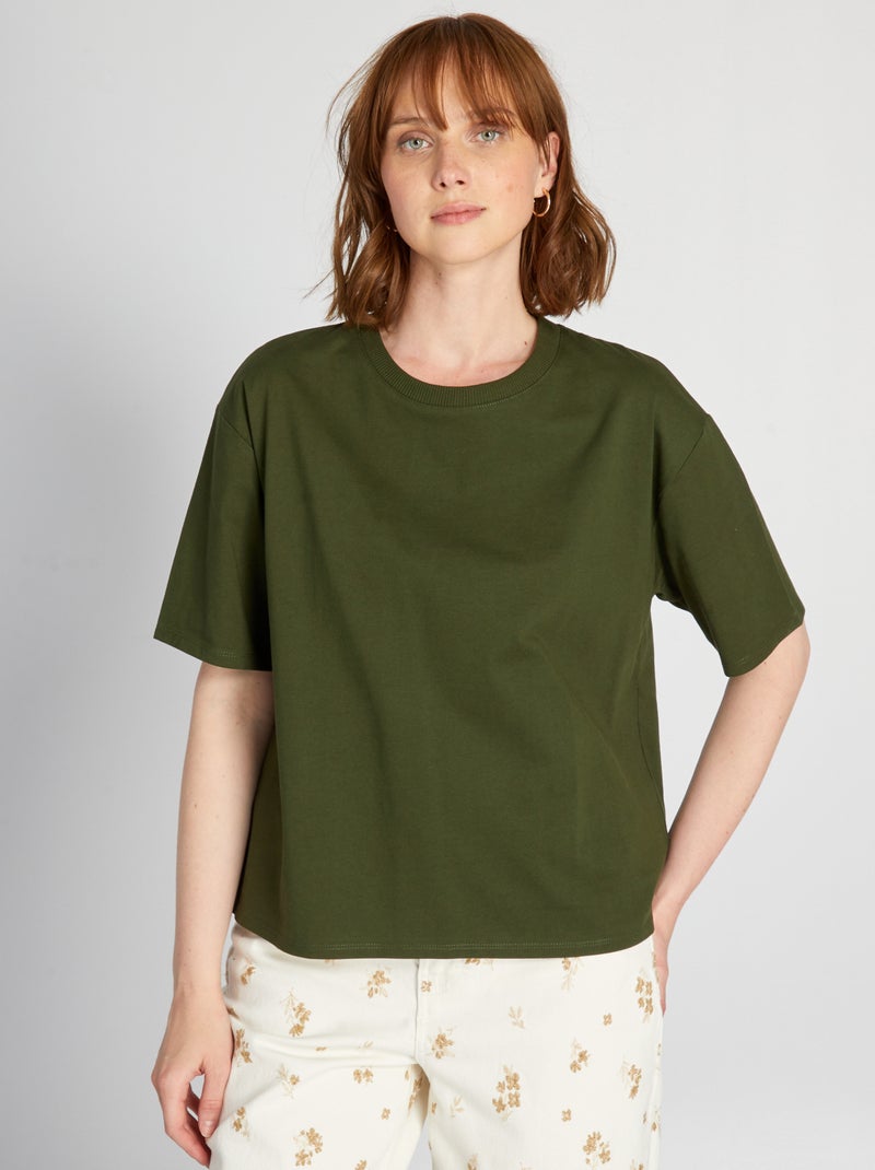 T-shirt em malha jersey VERDE - Kiabi
