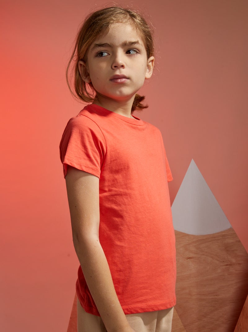 T-shirt em malha jersey Vermelho Coral - Kiabi