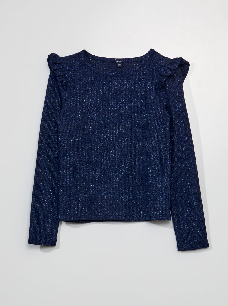T-shirt em malha lurex AZUL - Kiabi