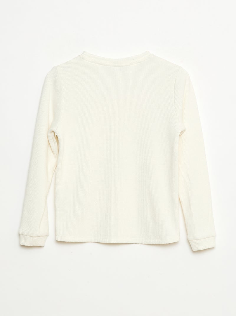 T-shirt em malha macia com bolso no peito Bege - Kiabi