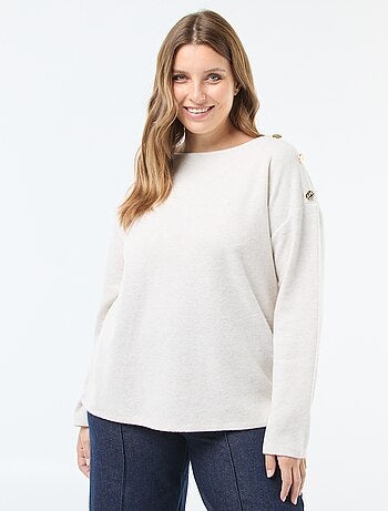 T-shirt em malha macia com botões dourados