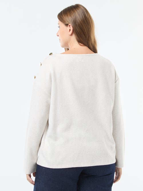 T-shirt em malha macia com botões dourados - Kiabi