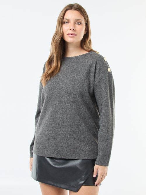 T-shirt em malha macia com botões dourados - Kiabi