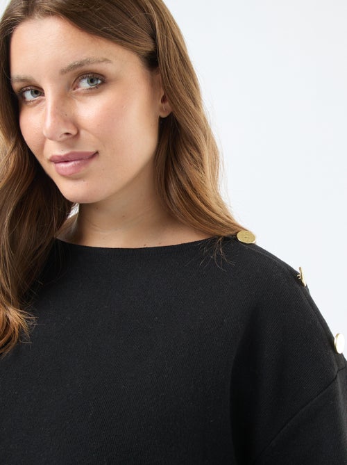 T-shirt em malha macia com botões dourados - Kiabi