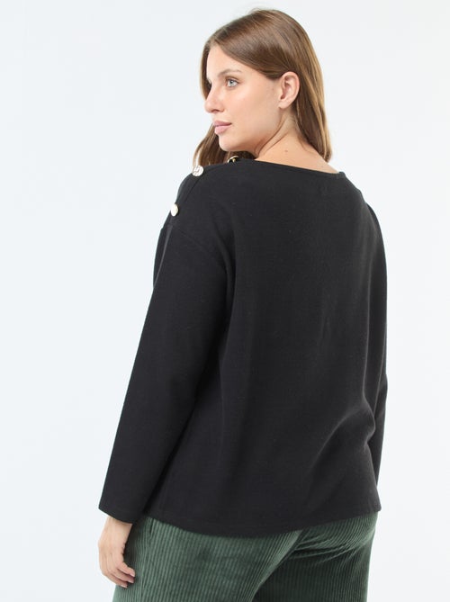 T-shirt em malha macia com botões dourados - Kiabi