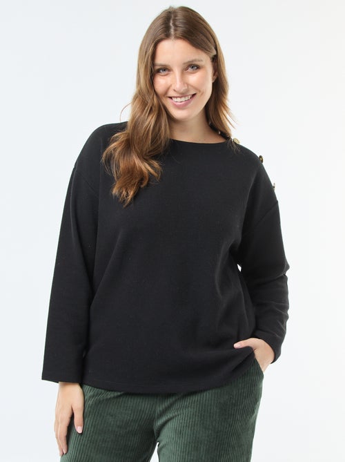 T-shirt em malha macia com botões dourados - Kiabi