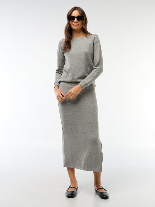 T-shirt em malha macia com decote bardot - Kiabi