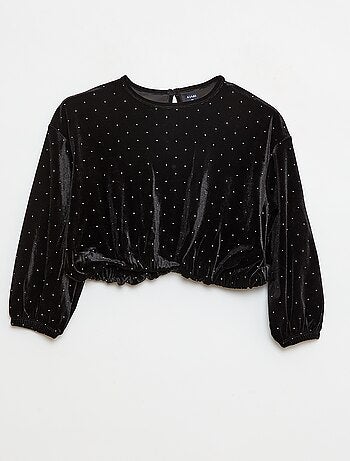 T-shirt em malha macia com strass