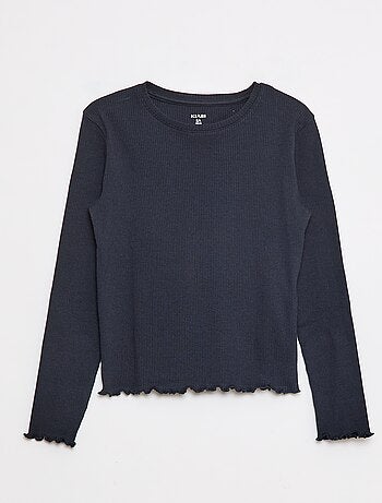 T-shirt em malha nervurada