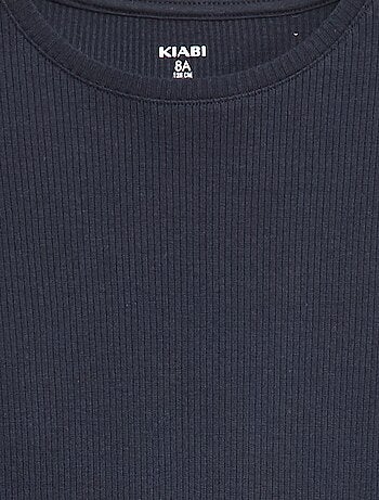 T-shirt em malha nervurada