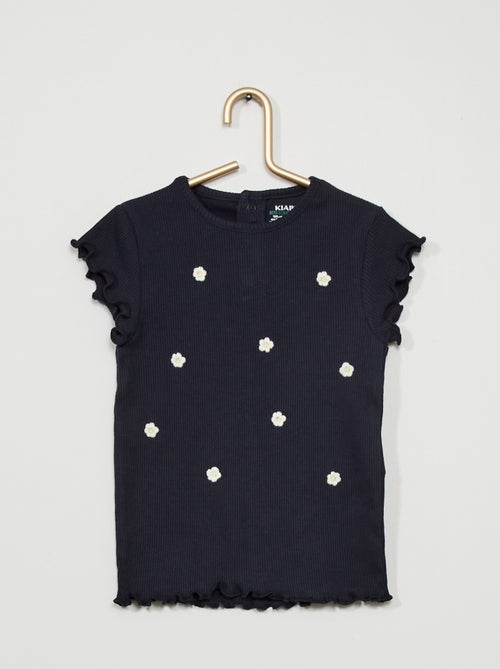 T-shirt em malha nervurada - Kiabi