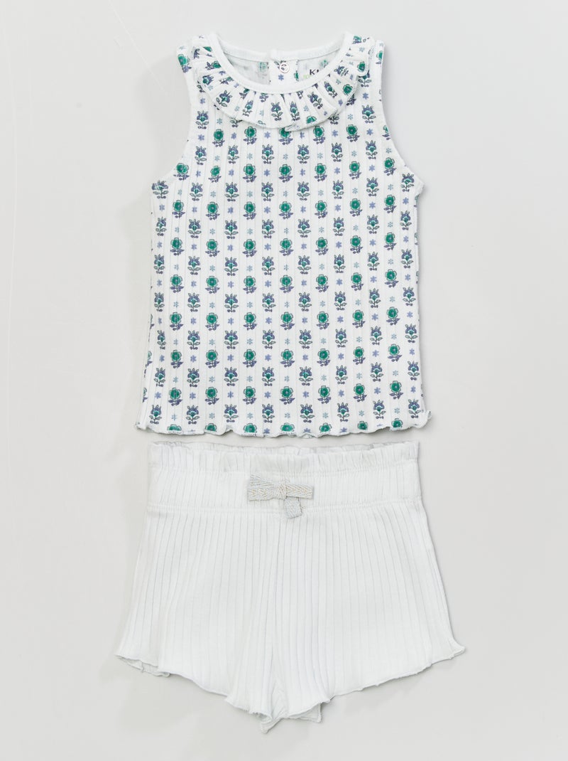 T-shirt em malha nervurada AZUL - Kiabi