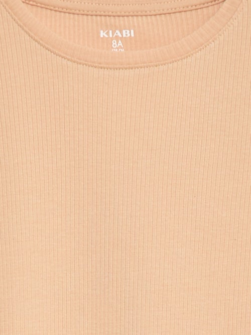 T-shirt em malha nervurada - Kiabi