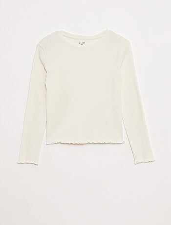 T-shirt em malha nervurada