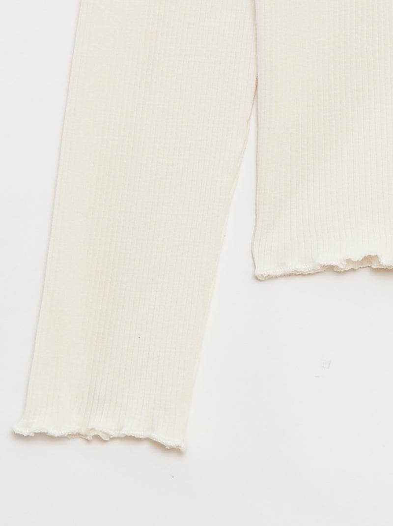 T-shirt em malha nervurada Branco - Kiabi