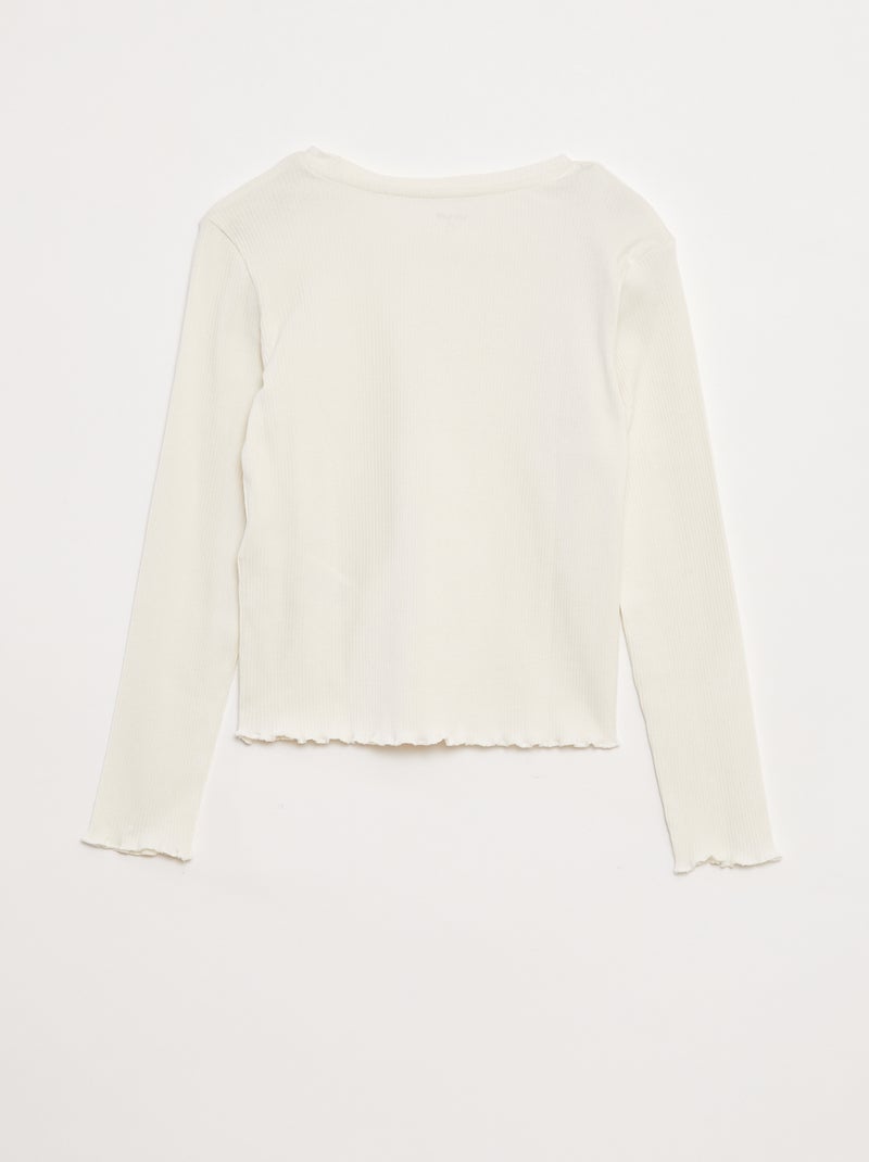 T-shirt em malha nervurada Branco - Kiabi