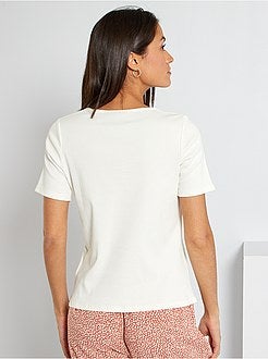 T-shirt em malha nervurada - Kiabi