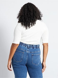 T-shirt em malha nervurada - Kiabi