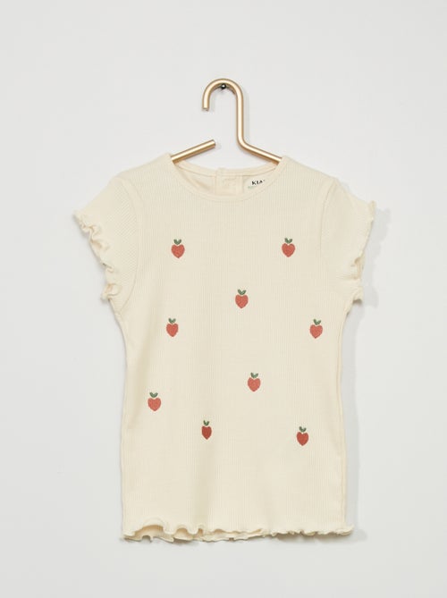 T-shirt em malha nervurada - Kiabi