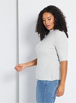 T-shirt em malha nervurada - Kiabi