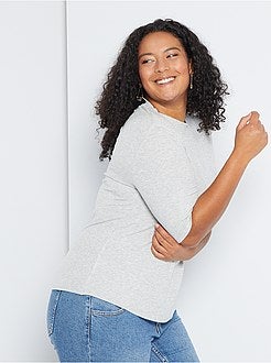 T-shirt em malha nervurada - Kiabi