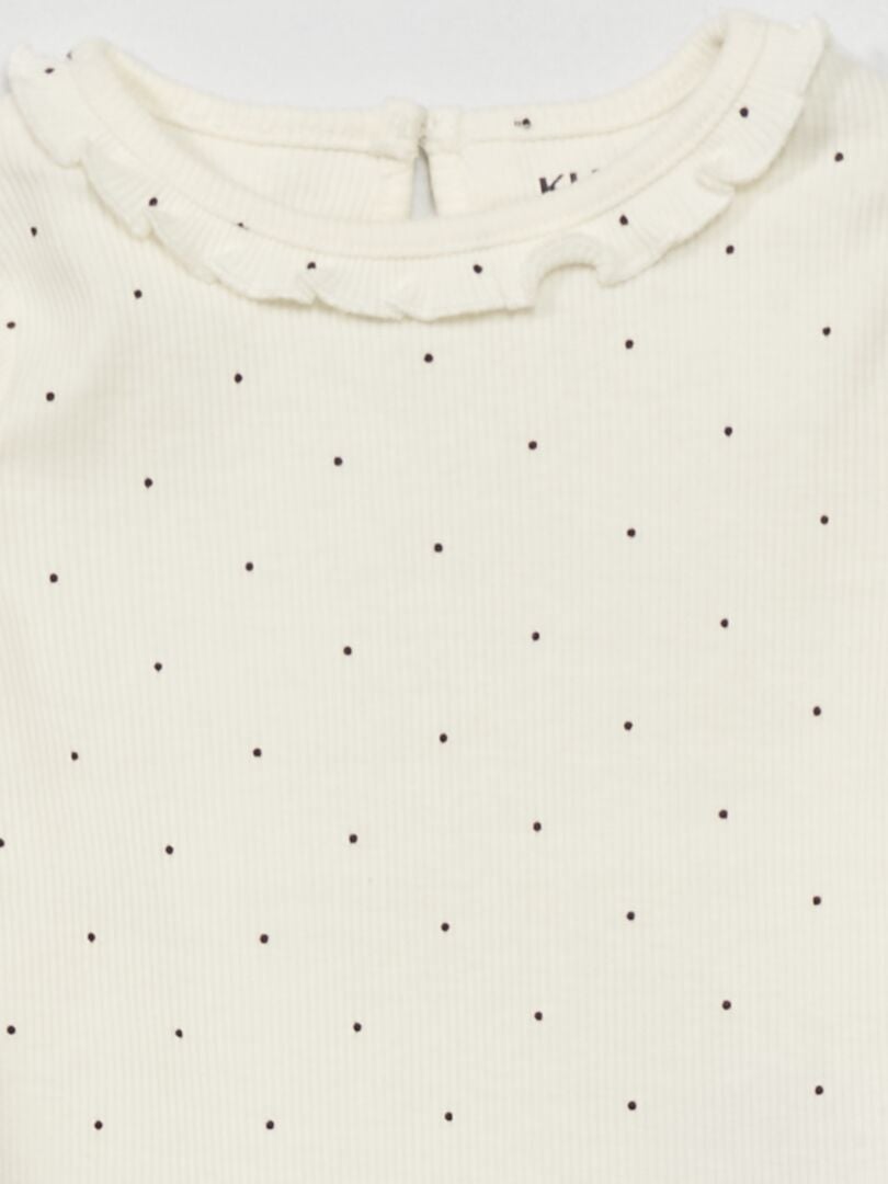 T-shirt em malha nervurada com folhos PONTOS DE NEVE - Kiabi