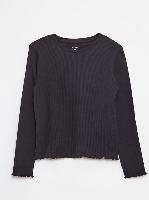 T-shirt em malha nervurada - Kiabi