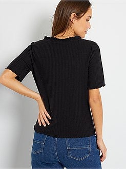 T-shirt em malha nervurada - Kiabi