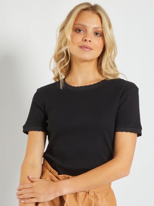 T-shirt em malha nervurada - Kiabi