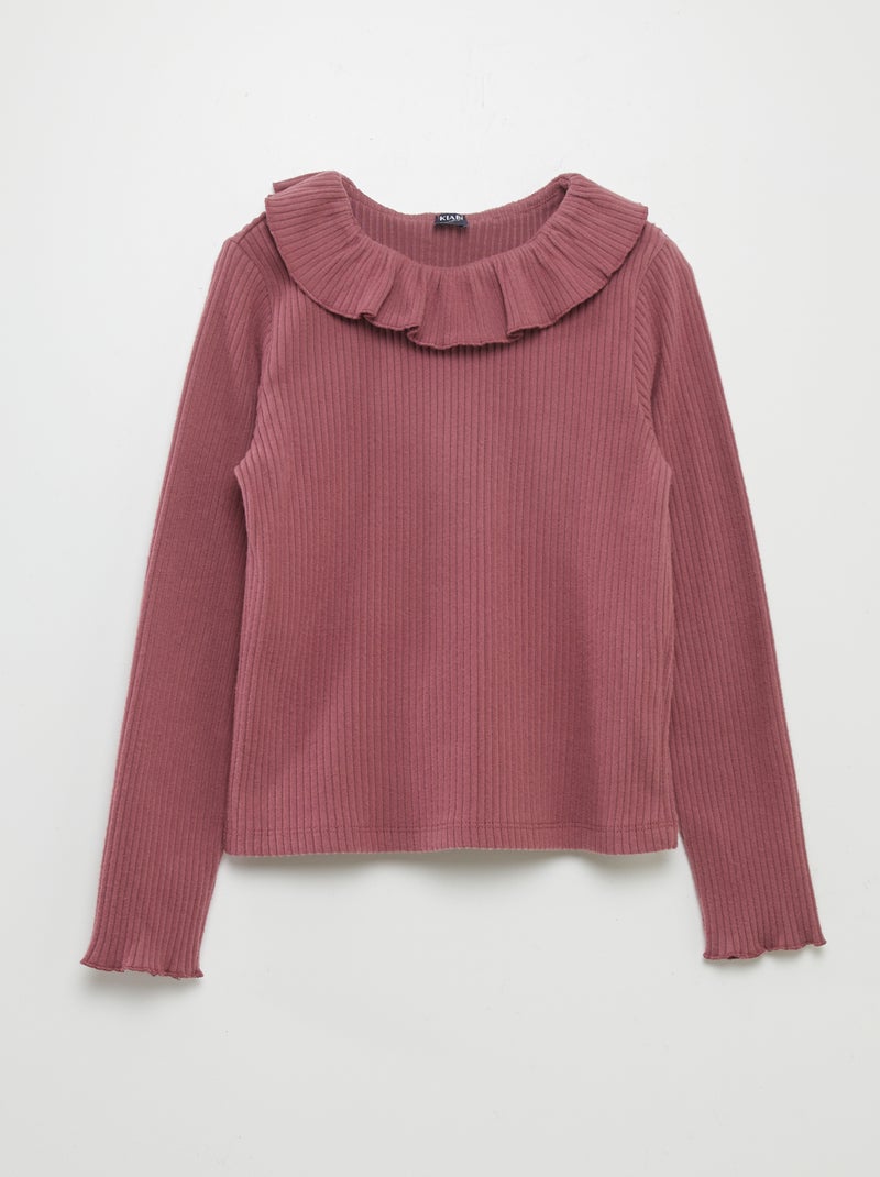 T-shirt em malha nervurada ROSA - Kiabi