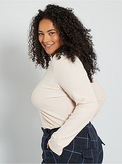 T-shirt em malha nervurada - Kiabi