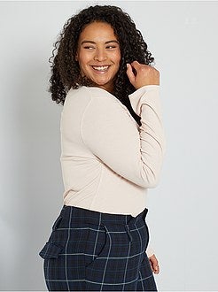 T-shirt em malha nervurada - Kiabi