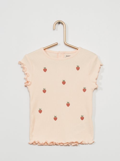T-shirt em malha nervurada - Kiabi