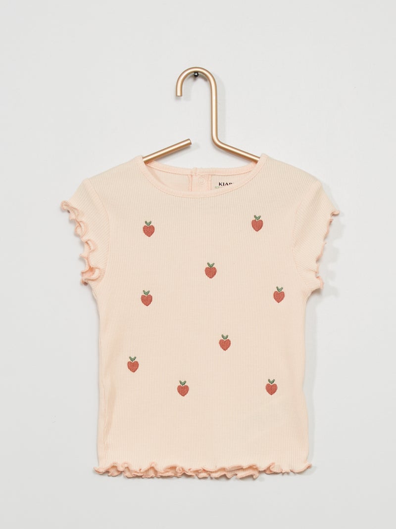 T-shirt em malha nervurada ROSA - Kiabi