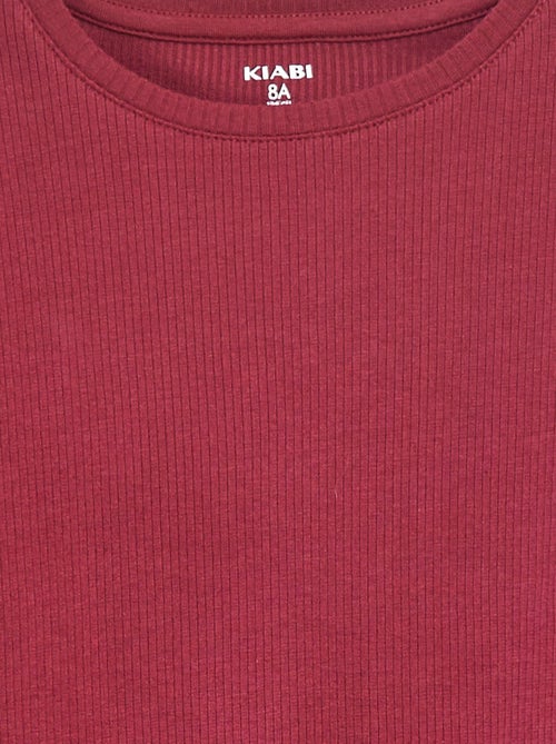 T-shirt em malha nervurada - Kiabi