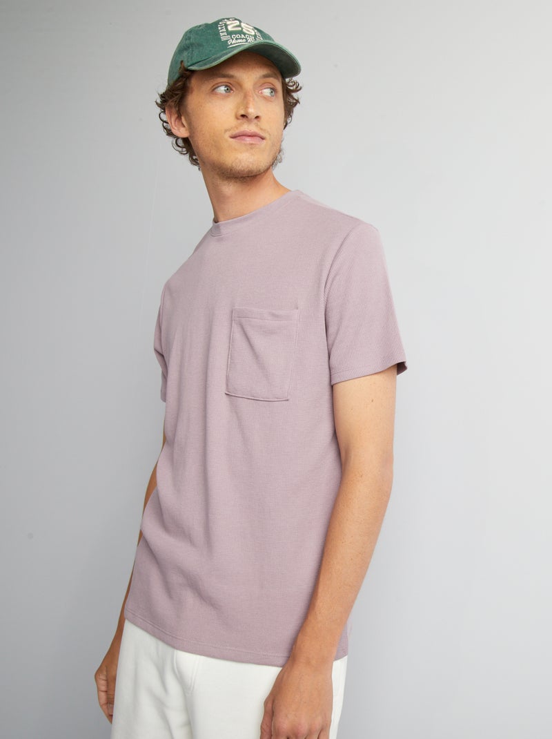 T-shirt em malha ninho de abelha lisa com bolso VIOLETA - Kiabi
