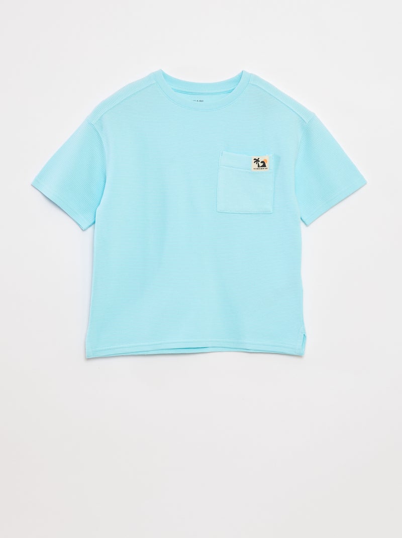 T-shirt em malha otomano Azul - Kiabi