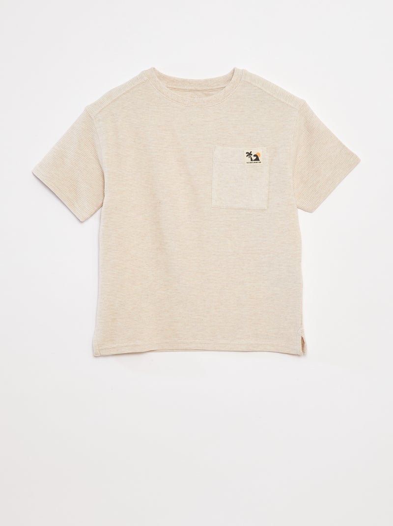 T-shirt em malha otomano Bege - Kiabi