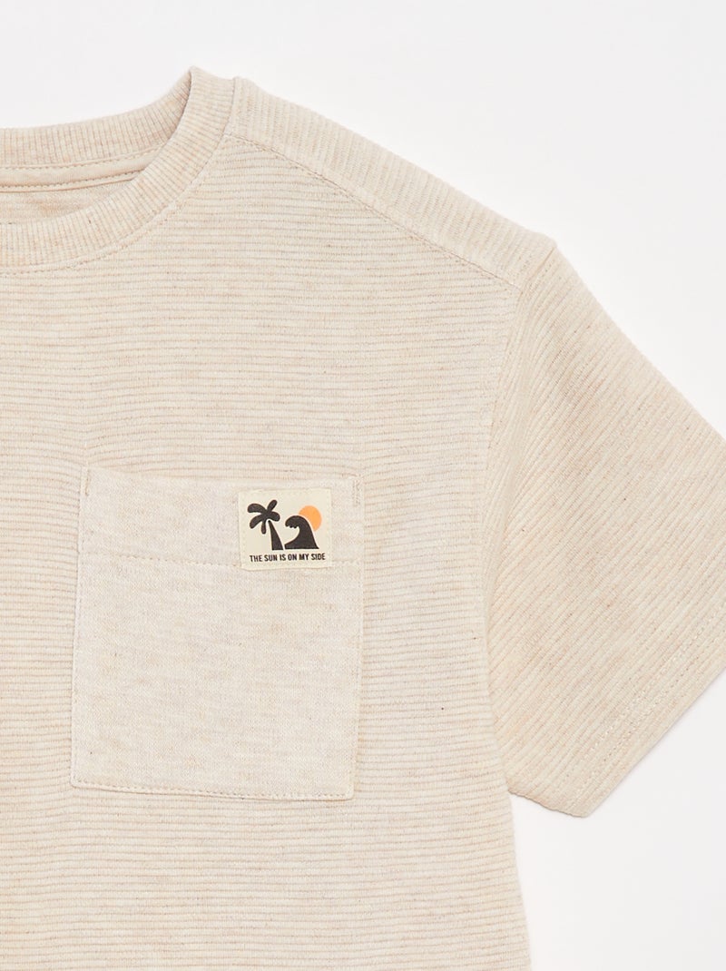 T-shirt em malha otomano Bege - Kiabi